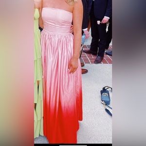 Sau Lee Teigen Gown in Blush Red Ombré